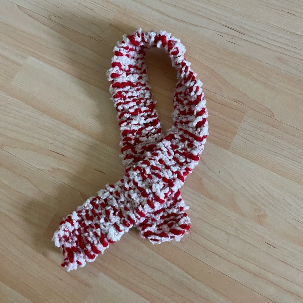 Super soft red and white scarf